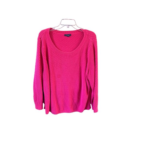 Lands End Sweaters - Lands End Womens Size 3x 24 26W Pink Pullover Sweater Long Sleeve Round Neck